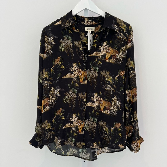 L’AGENCE BLACK TIGER SILK SHIRT SIZE S/P NWOTS! - Picture 3 of 14